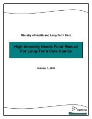 High Intensity Needs Fund - Ontario Long Term Care Association