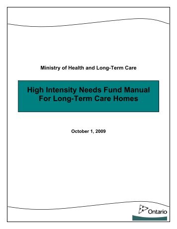 High Intensity Needs Fund - Ontario Long Term Care Association