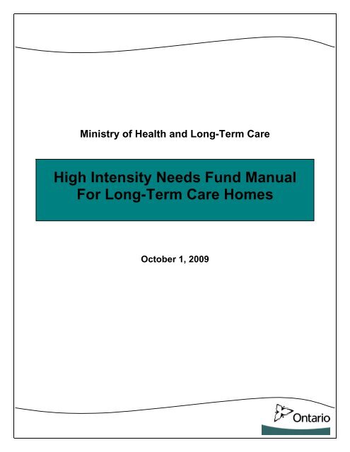 High Intensity Needs Fund - Ontario Long Term Care Association