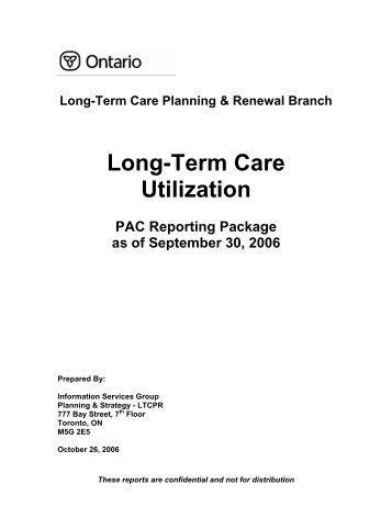 Long-Term Care Utilization - Ontario Long Term Care Association