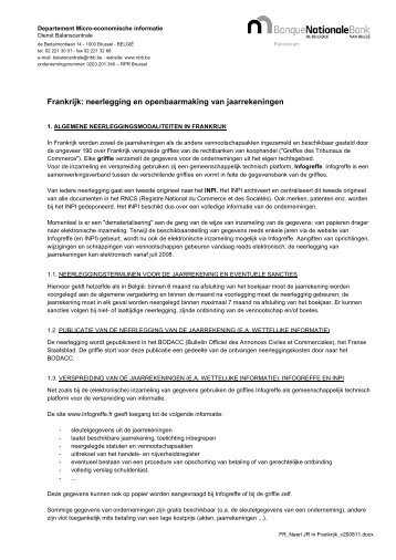 Frankrijk: neerlegging en openbaarmaking van jaarrekeningen