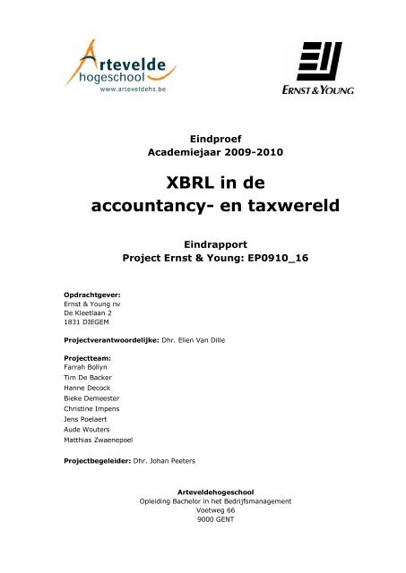 XBRL in de accountancy- en taxwereld - Nationale Bank van BelgiÃ«