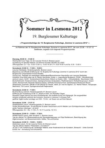 Sommer in Lesmona 2012 - Lesum.de