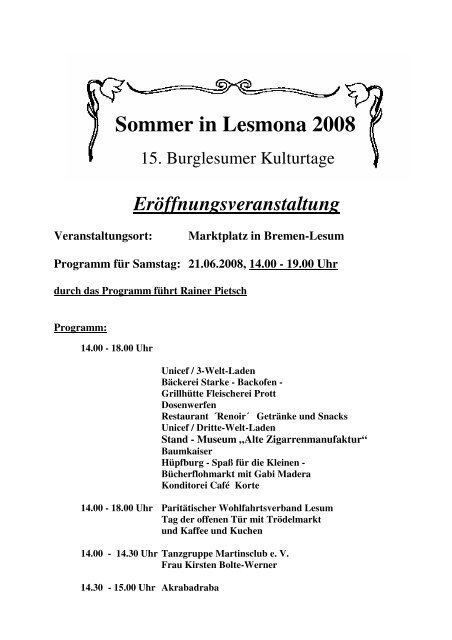 Sommer in Lesmona 2008 - Lesum.de