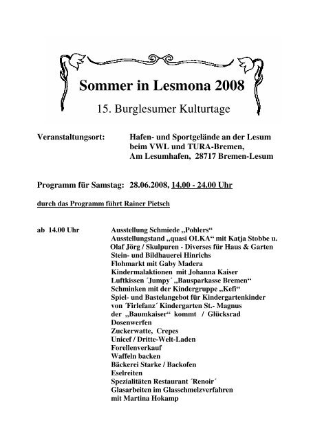 Sommer in Lesmona 2008 - Lesum.de