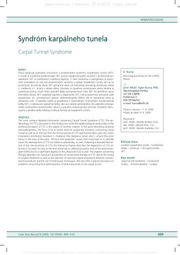 SyndrÃ³m karpÃ¡lneho tunela (minimonografia) - snmo.sk