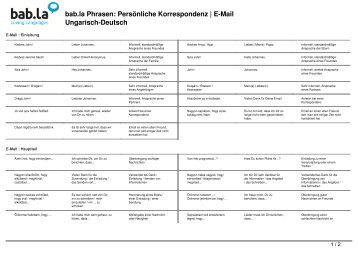 Phrasen: PersÃ¶nliche Korrespondenz | E-Mail (Ungarisch ... - Bab.la