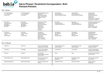 Phrasen: PersÃ¶nliche Korrespondenz | Brief (Polnisch ... - Bab.la