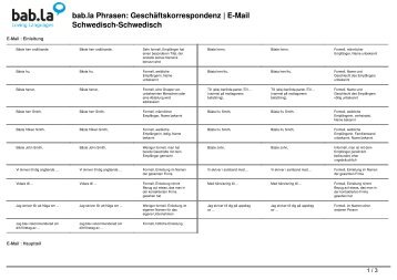 Phrasen: GeschÃ¤ftskorrespondenz | E-Mail (Schwedisch ... - Bab.la