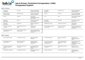 Phrasen: PersÃ¶nliche Korrespondenz | E-Mail ... - Bab.la