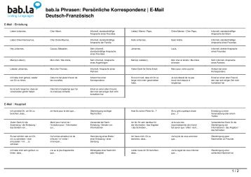 Phrasen: PersÃ¶nliche Korrespondenz | E-Mail (Deutsch ... - Bab.la