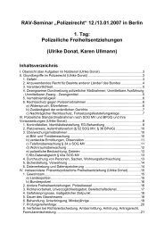 Polizeiliche Freiheitsentziehungen - RAV-Polizeirecht