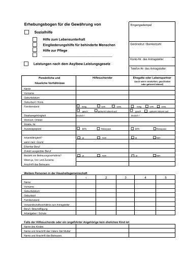 Antrag auf Gew.hrung von Sozialhilfe