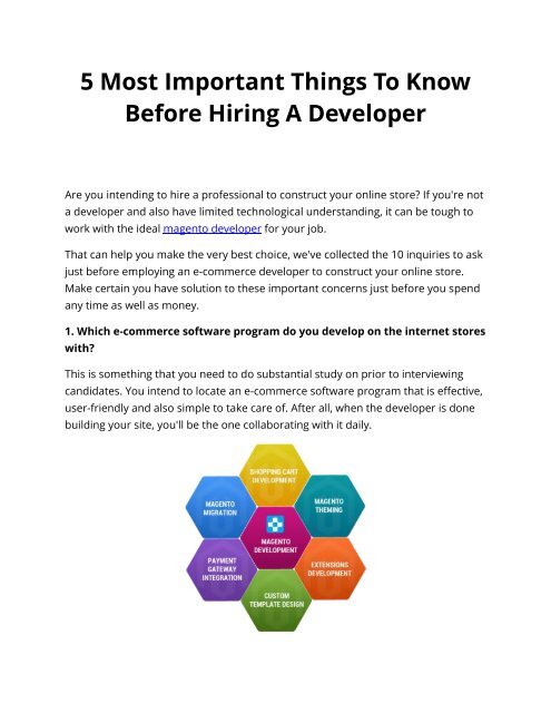 5 Most Important Things To Know Before Hiring A Developer
