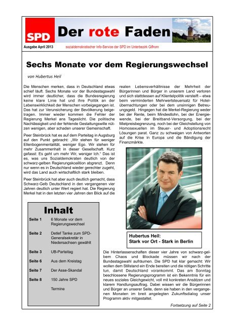 Der rote Faden, Ausgabe 4/12 - SPD Unterbezirk Gifhorn