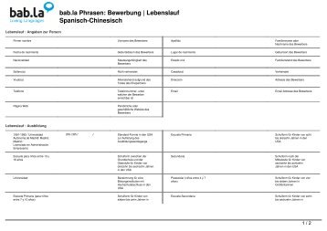 Phrasen: Bewerbung | Lebenslauf (Spanisch-Chinesisch) - Bab.la