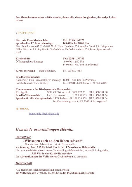 Gemeindebrief Januar 2010 - Kirche-grossschoenau.de