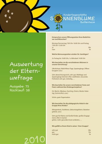 Auswertung der Eltern- umfrage - Kindergarten Sonnenblume