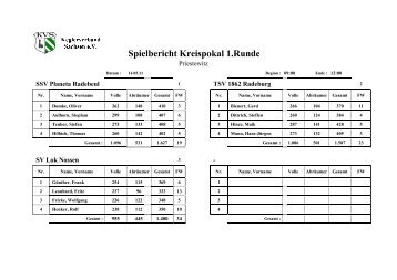 Spielbericht Kre Spielbericht Kreispokal 1.Runde - Kegeln Meissen