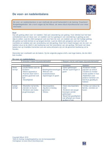 De voor- en nadelenbalans - Nibud