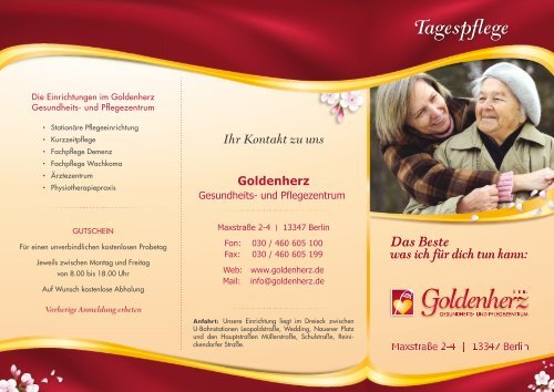 Tagespflege - im Goldenherz Gesundheits- und Pflegezentrum