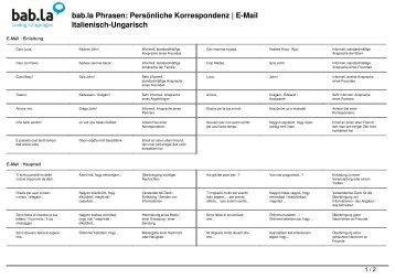 Phrasen: PersÃ¶nliche Korrespondenz | E-Mail (Italienisch ... - Bab.la