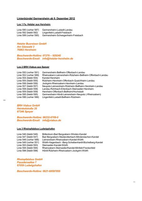 Busfahrplan Landkreis zum Schulzentrum - IGS-Rheinzabern