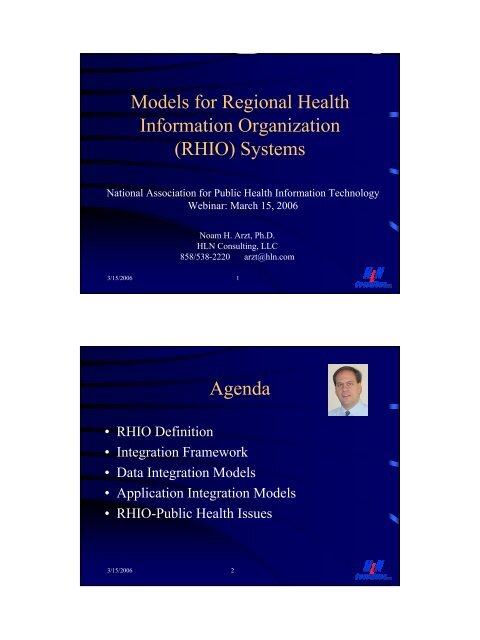 Corhio - Colorado Regional Health Information Organization Models for Regional Health Information Organization (RHIO