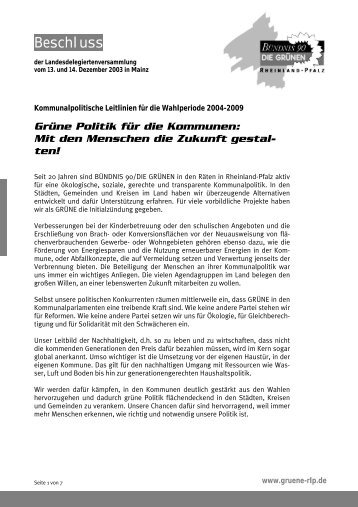 Programmbausteine der LDV 2004 - Grüne im Rhein-Pfalz-Kreis
