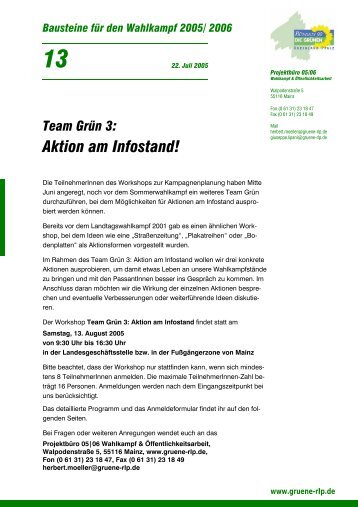 Team Grün 3: Aktion am Infostand - Grüne im Rhein-Pfalz-Kreis