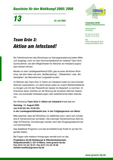 Team Grün 3: Aktion am Infostand - Grüne im Rhein-Pfalz-Kreis