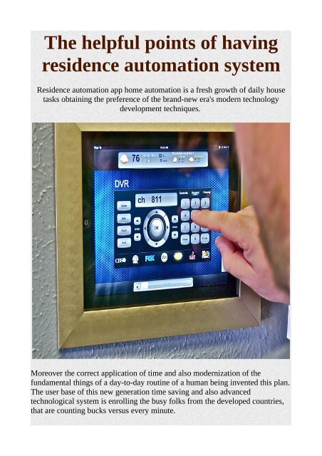 Image showcasing The helpful points of having residence automation system