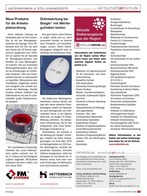 Marken in der Region | wirtschaftinform.de 02.2015