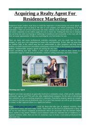 Acquiring a Realty Agent For Residence Marketing