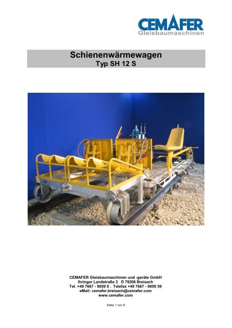 SchienenwÃ¤rmewagen - Cemafer GmbH