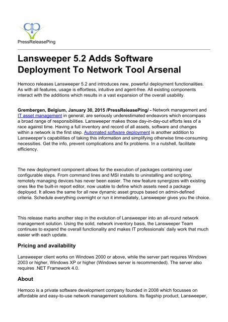 Lansweeper 5.2 Adds Software Deployment To Network Tool Arsenal