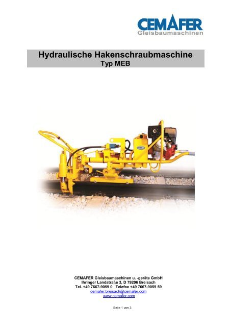 Hydraulische Hakenschraubmaschine - Cemafer GmbH