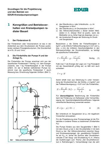 KenngrÃ¶Ãen und Betriebsverhalten von Kreiselpumpen