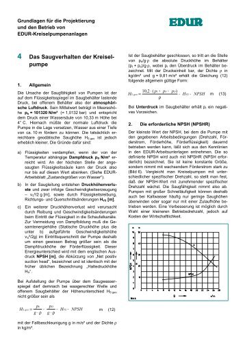 Das Saugverhalten der Kreiselpumpe