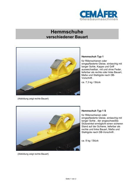 Hemmschuhe - Cemafer GmbH