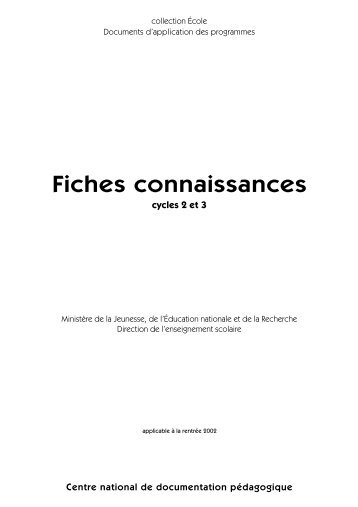 Fiches connaissances â cycles 2 & 3 - Cndp