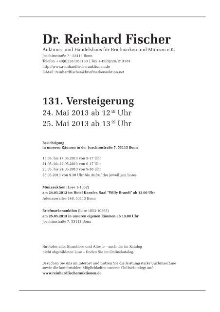 PDF des Auktionskatalogs der 131. Auktion anzeigen - Dr. Reinhard ...