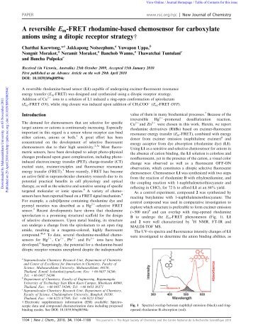 A reversible Em-FRET rhodamine-based chemosensor for ...