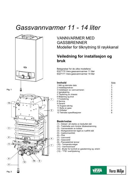 Gassvannvarmer 14 liter