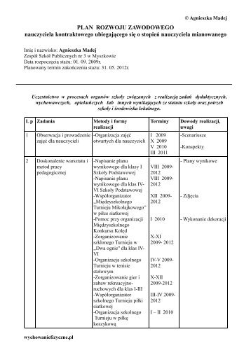 PLAN ROZWOJU ZAWODOWEGO nauczyciela kontraktowego ...