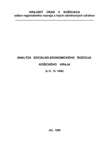 Koncepcia hospodÃ¡rskeho a sociÃ¡lneho rozvoja KoÅ¡ickÃ©ho ... - Niton