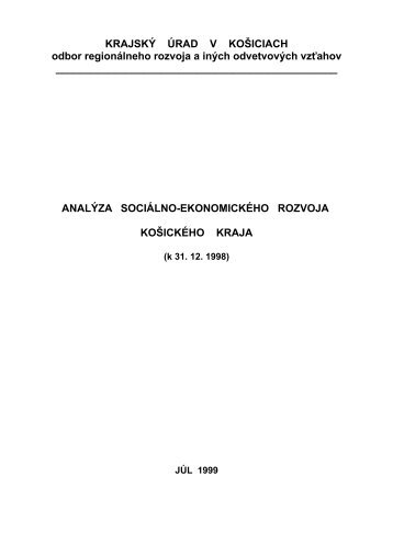 Koncepcia hospodÃ¡rskeho a sociÃ¡lneho rozvoja KoÅ¡ickÃ©ho ... - Niton