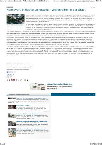 Initiative Leinewelle - Wellenreiten in der Stadt | Mindener Tageblatt