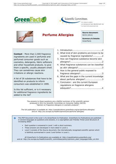 Level 1 - EU Projects - Summaries of EC Scientific Assessments