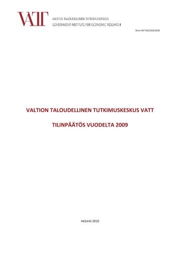 TilinpÃ¤Ã¤tÃ¶s 2009 - VATT